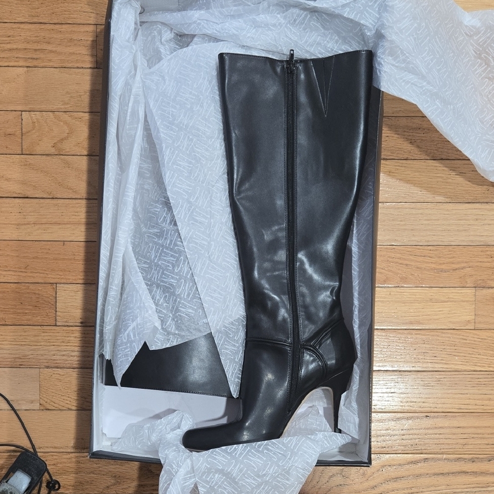 INC Taisap Knee Length Elegant Black Knee-High Boots. Leather Upper.